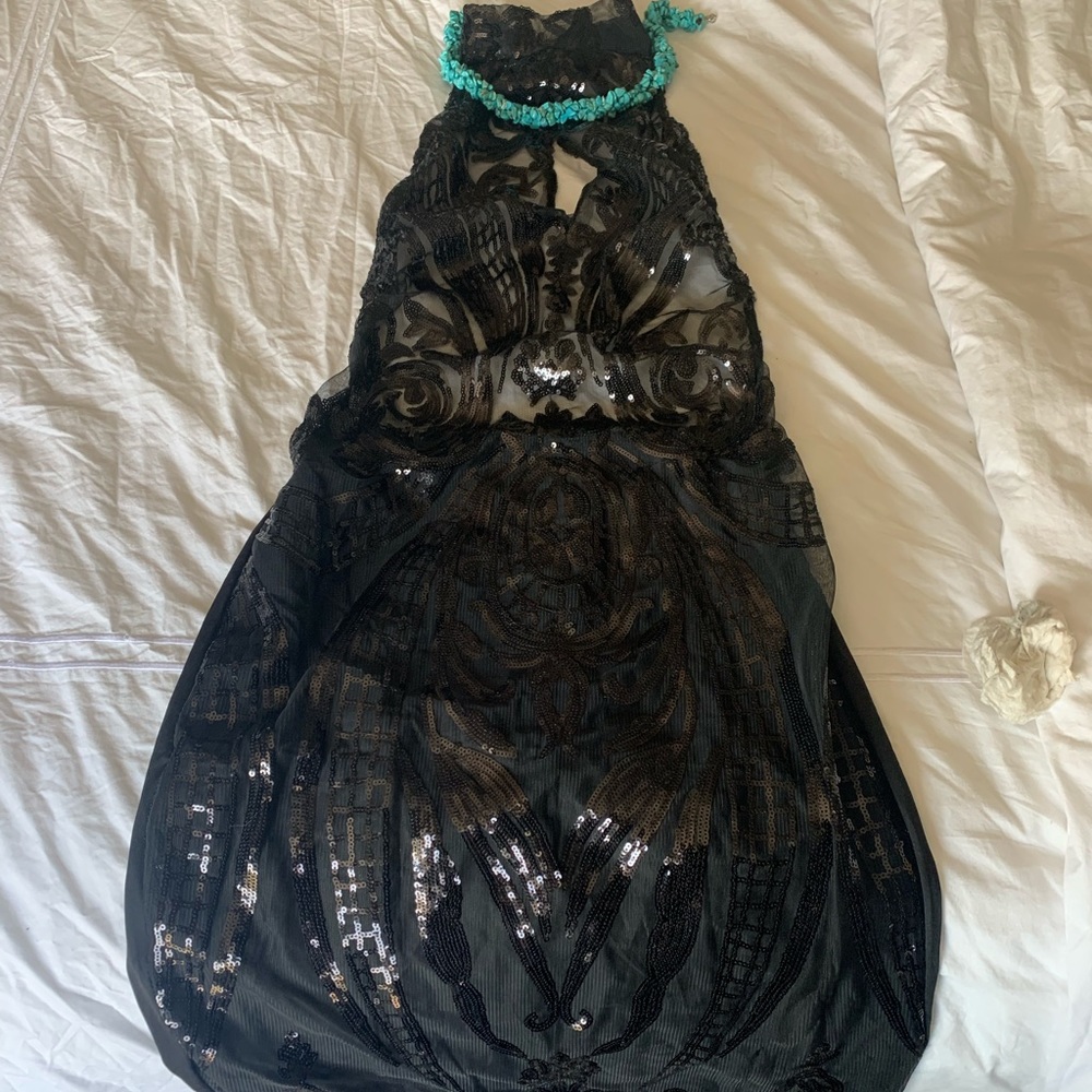 Sequin mesh Black Dress